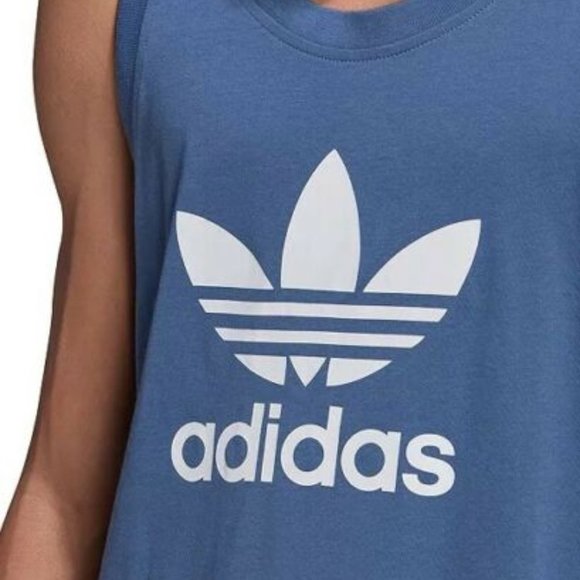 NWT ADIDAS ORIGINAL MEN'S LOGO TREFOIL TANK TOP BLUE - Picture 4 of 7